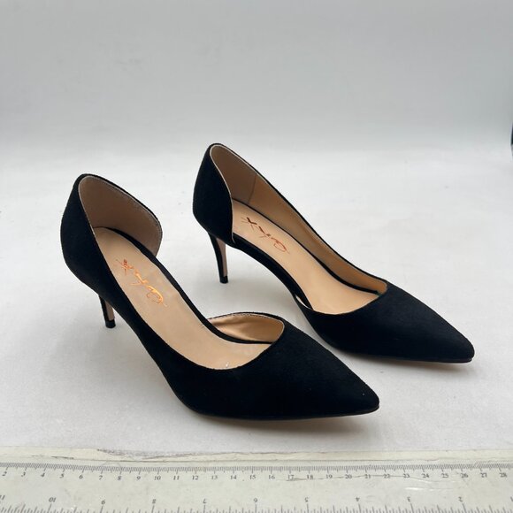 XYD Black D'Orsay Low Heels Comfort Slip-on Pointed Toe Sexy Pumps Casual Shoes - Picture 4 of 8